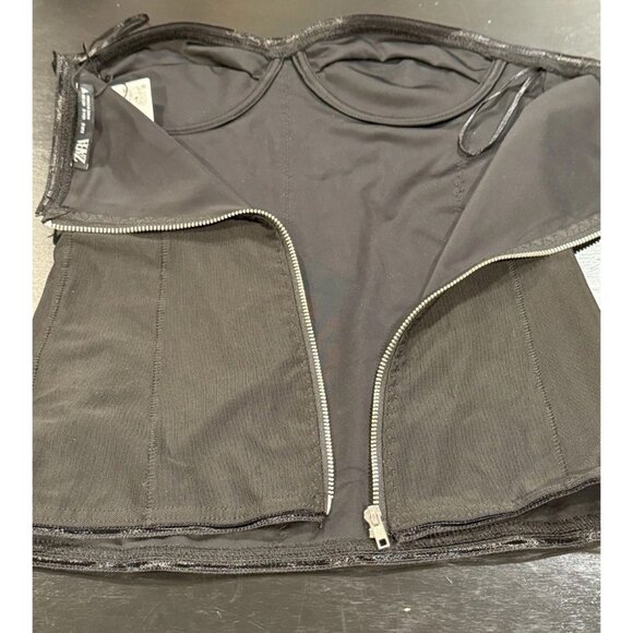 NWT Zara Black Bustier Underwire Boning Sweetheart Whimsigoth Womens size Small - Picture 12 of 14